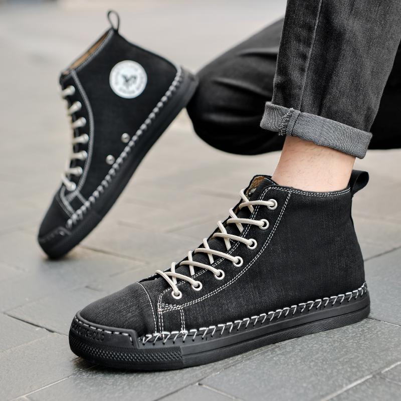 Hiking Shoes Men's Walking Boots British Thick Soled High Top Motorcycle Boots Ankle Sneakers Casual Trekking Shoe Casual Size48