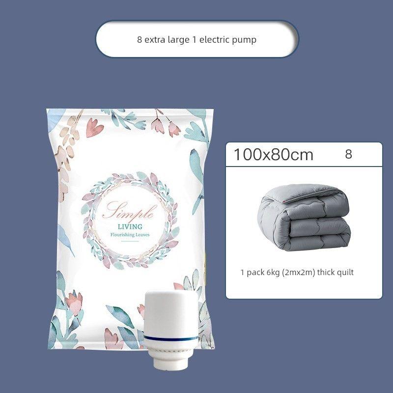 Vacuum Compression Bags for Quilts, Vacuum Compression Storage Bags for Clothes and Quilts, Large Vacuum Storage Bags 8 Extra Large + 1 Electric Pump Large (100 * 80cm)