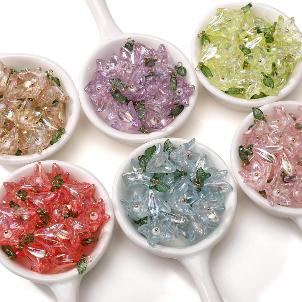 2/10 Piezas Colgante de Lirio Perla Cuentas Acrílicas Para DIY Collar Pulsera Pendientes Fabricación de Joyas Accesorios para Manualidades