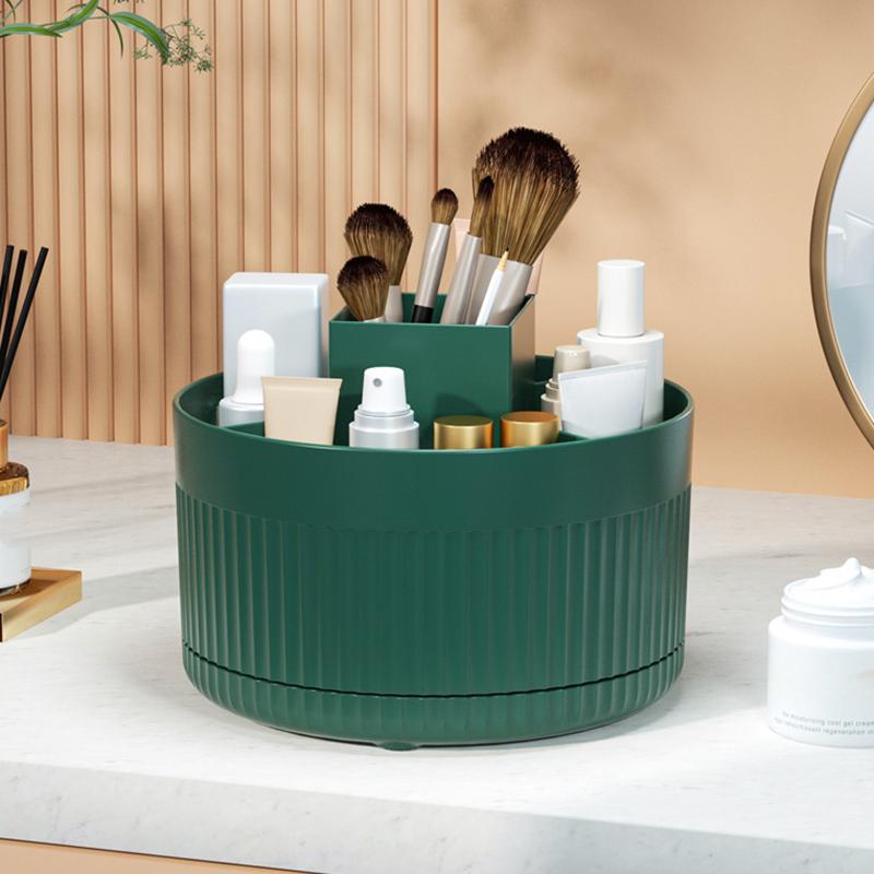 1 makeup brush holder storage box, 360° rotating makeup brush storage box, 5-slot makeup brush cup, suitable for cosmetics, pen