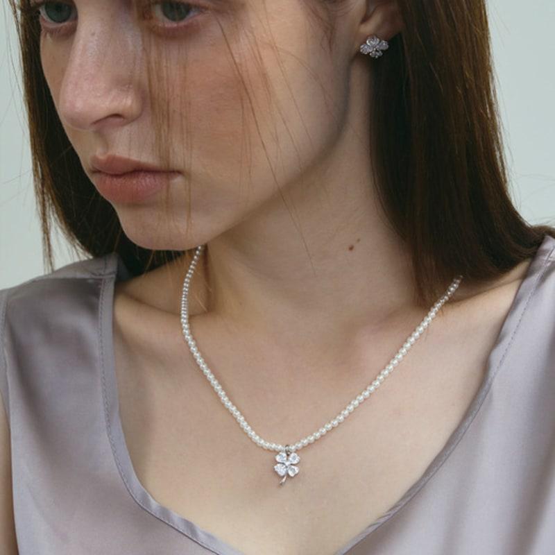 TORTOISE [Silver925] Bukoleon Clover Pearl Necklace