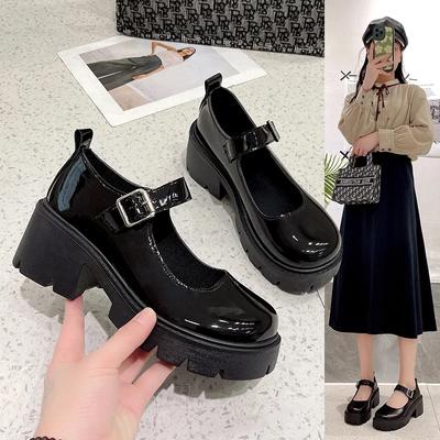 Buty Platformowe Obcasy Damskie Japońskie Styl Vintage Czółenka dla Kobiet Studenckie Buty Damskie