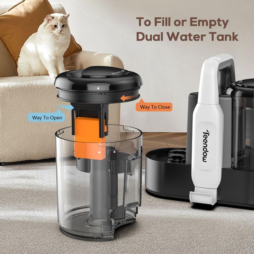 Tragbarer Teppichreiniger Staubsauger 11000Pa Fleckenreiniger für Sofa Teppich Autositz, 1500ml Frisch- & 800ml Schmutzwassertank, Waschbare Teile, Schwarz