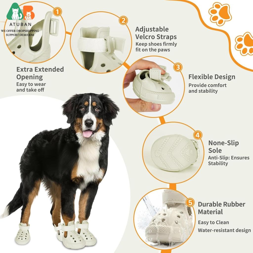 Dog Shoes for Hot Summer Pavement,Dogs Shoes,Waterproof Dog Boots & Paw Protectors,Non-Slip Dogs Rain Booties,Easy Clean Sandals
