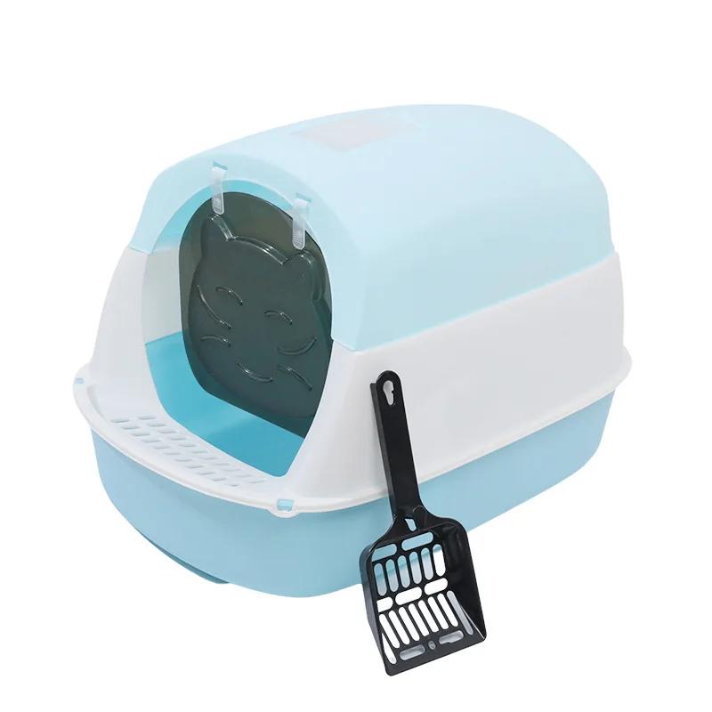 Spillproof Deodorant Cat Litter Box - Large Capacity Fully Enclosed Toilet Two-Way Shovel Closed Sandbox Pet Toilet for Cats