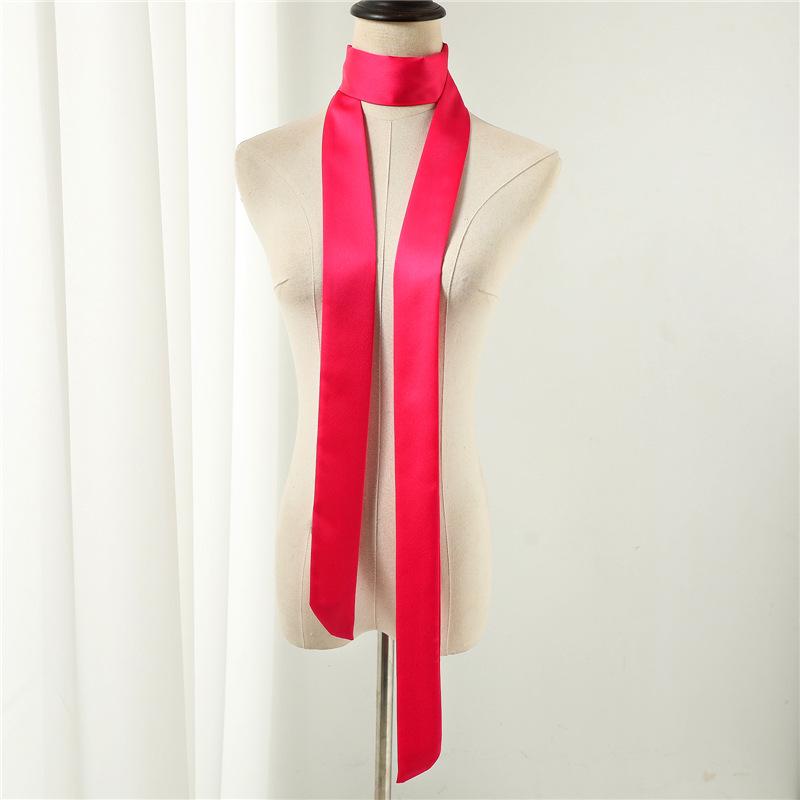 Influencer Style Silk Scarf: Hair Tie, Solid Color, Long & Narrow, Korean Style Necktie, Flowing Ribbon for Women