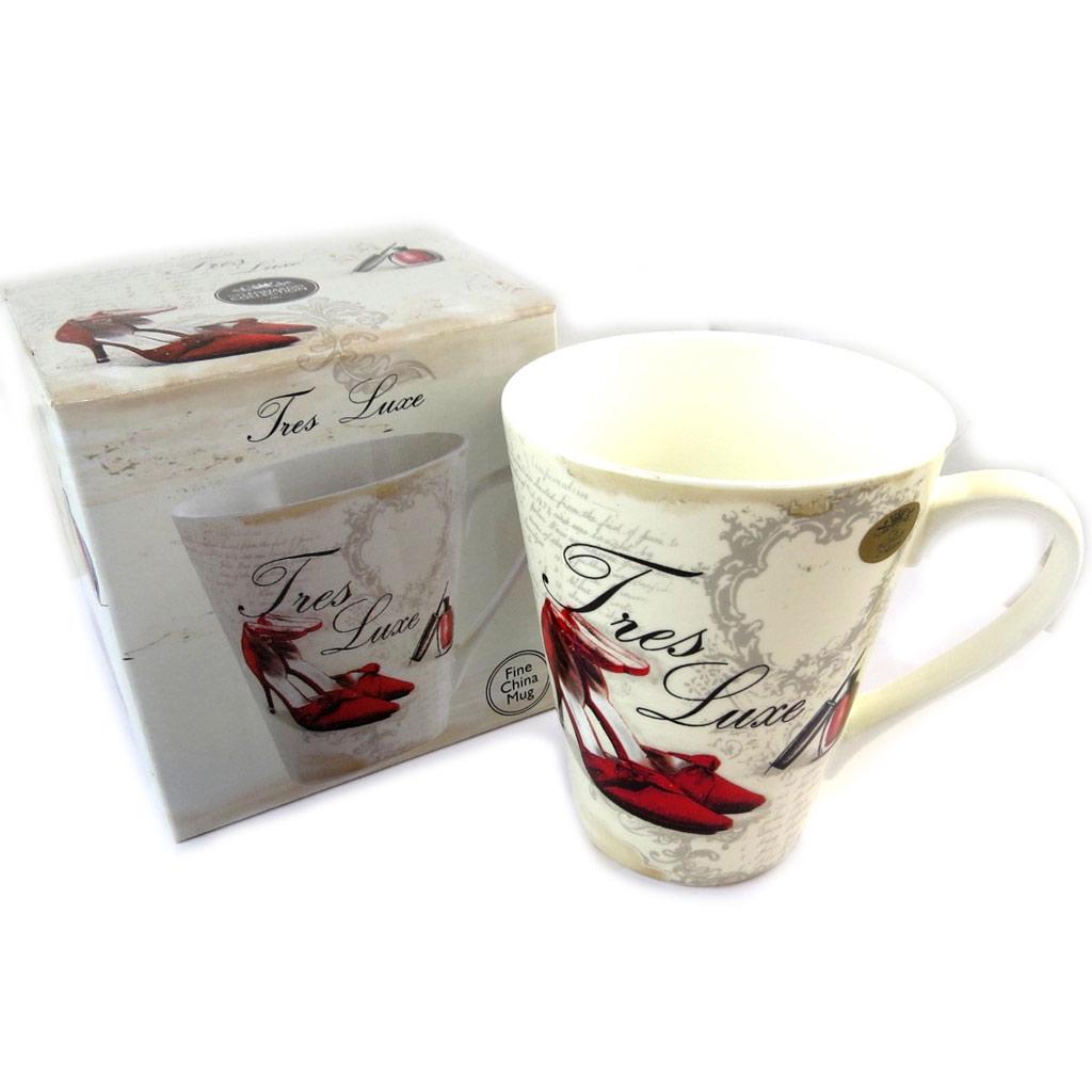 Les Trésors De Lily [N9631] - Porcelain Mug 'Belle Epoque' Beige Red - 11x9 Cm
