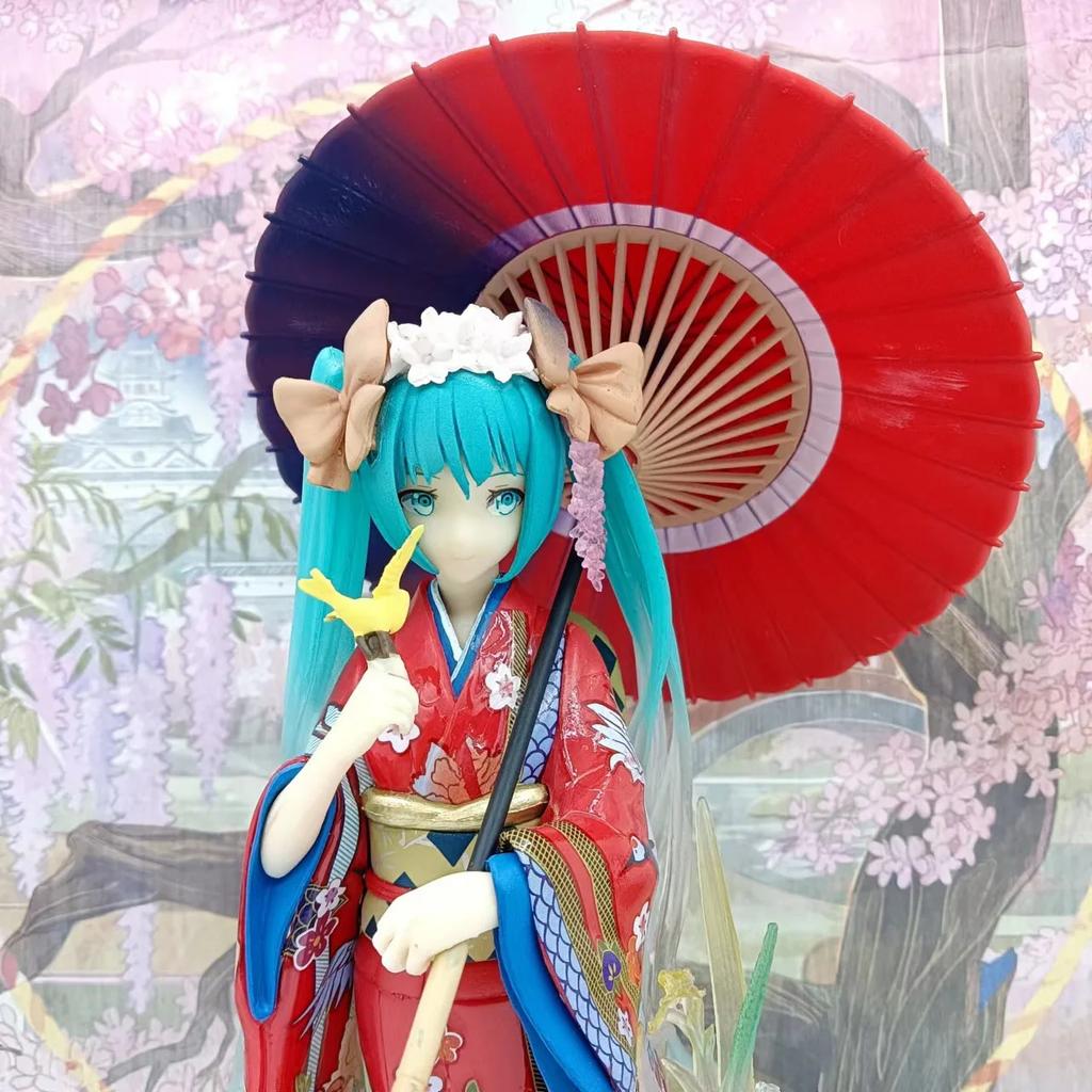 CUTIE NOUĂ Kimono Hatsune Miku Anime Umbrelă Seria Fete Frumoase Figurină de Acțiune din PVC Jucării Model Ornamente Cadouri pentru fani