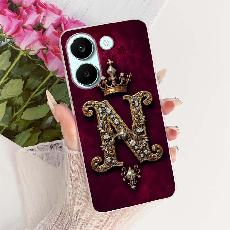 For Xiaomi Poco X8 Pro Royal Crown Initial Letter Couple Phone Case For POCO X8 Pro Max X8Pro 5G Soft Silicone TPU Bumpers