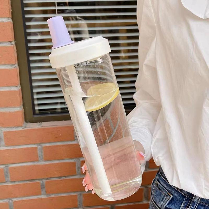 500/850Ml Water Bottles Juice Milk Plastic Cup With Lid Straw Bubble Tea Coffee Cups Transparent Large Capacity Drinkware