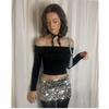 European and American Style Women's Irregular Sequined Bodycon Skirt Slim Shorts Beaded Low-Cut Short Skirt