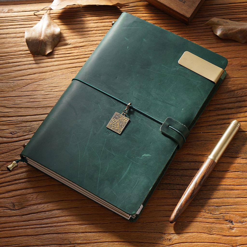 Retro Crazy Horse Leather Cover Notebook Creative Handmade Travel Journals Business Promotion Planner Diary Gift Custom Printed
