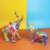 Creative Elephant Shape Statue Graffiti Pattern Good Luck Figure Synthetic Resin Display Mold Office Decor
