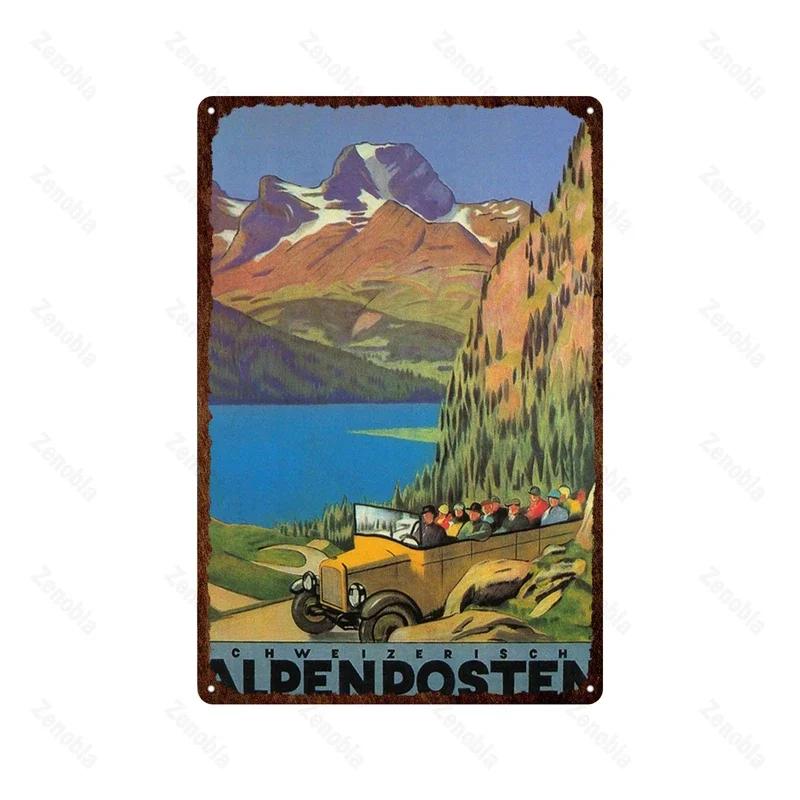 Paris Roma England City Metal Sign Vintage Metal Plaque Travel Tin Poster Scenic Decor for Bar Home Wall Decor Landscape Plat