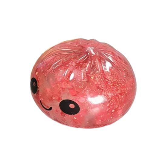 Glitter Dumpling Squeeze Toy Smiling Expression Steamed Bun Fidget Toy Stretchy Decompression Simulation Dough Ball Desk Toy