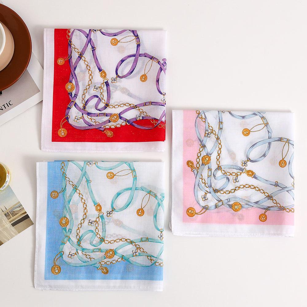 6 Stück Damen Reine Baumwolle Bedrucktes Taschentuch Damen Druck Weich und Bequem Dünnes Saugfähiges Schweißtuch 43cm