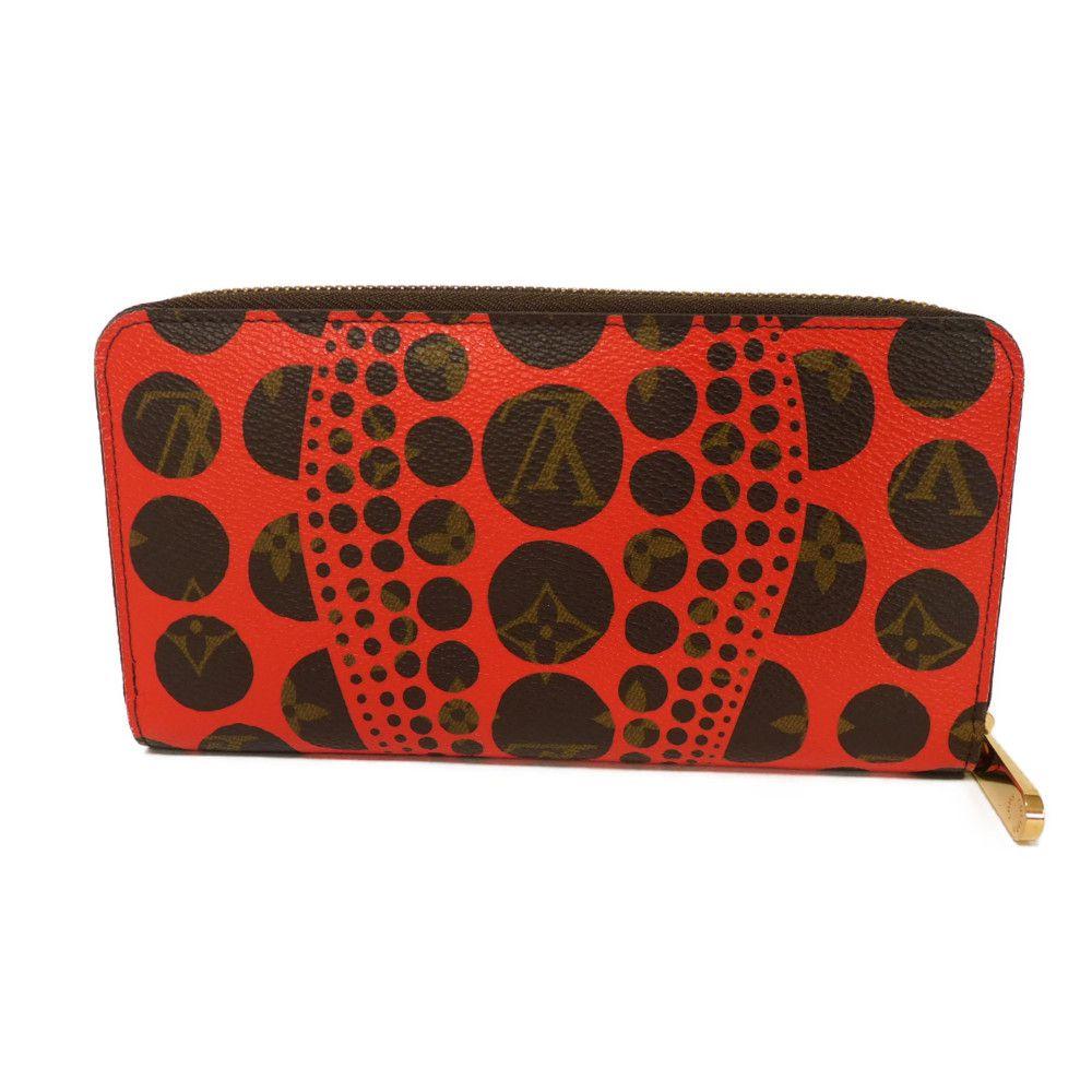 Used 12564 Zippy Wallet M60450 7940 Yayoi Kusama Brown Red Old Model Monogram Pumpkin Dot Rouge Unisex from Japan