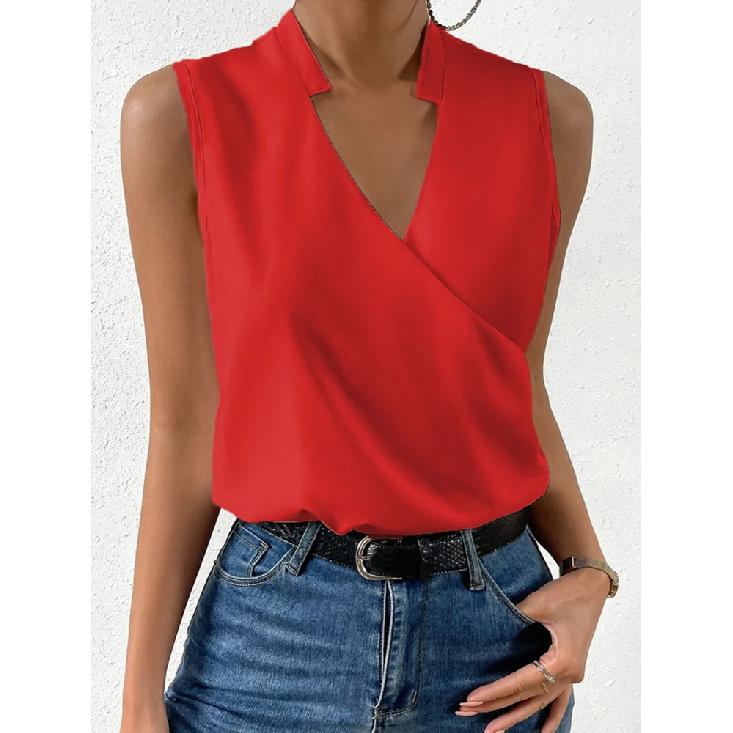 2026 New Women's Casual Solid Color V-Neck Top T-Shirt Vest