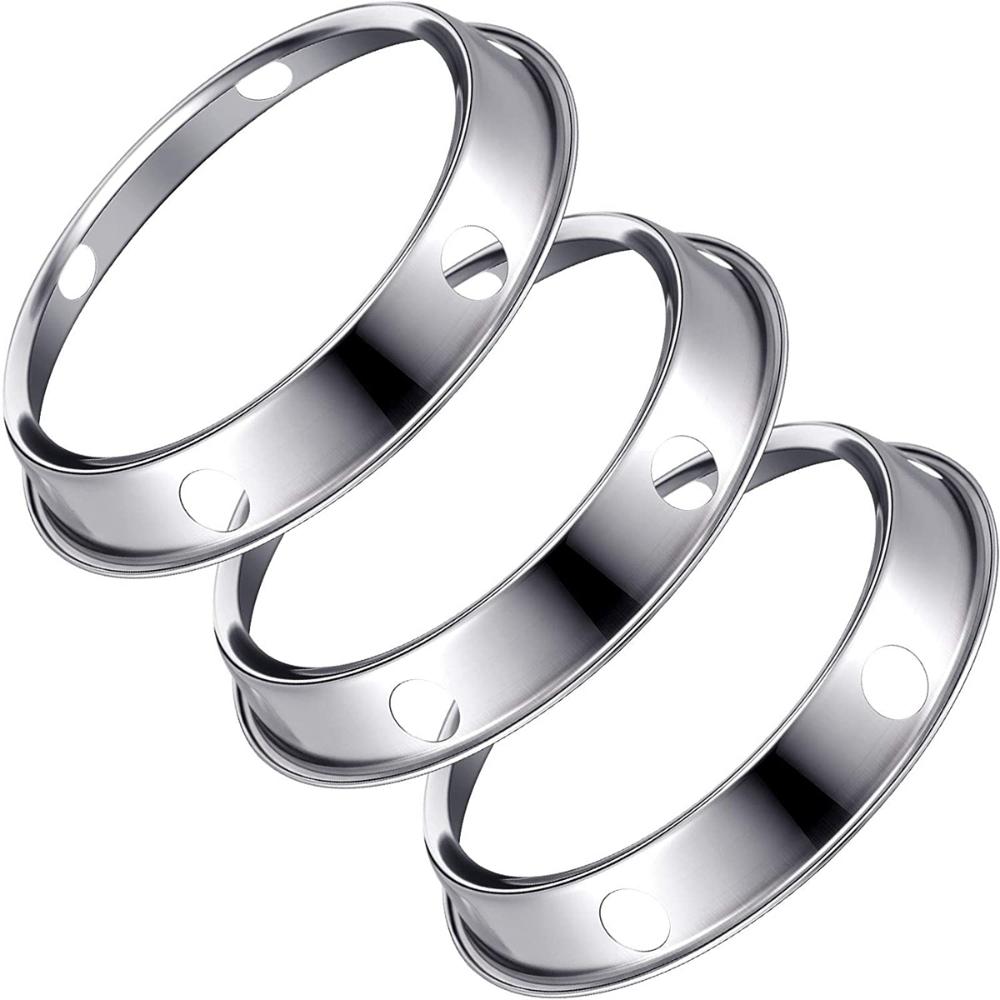 Home 2Pcs Round Stainless Steel Support Stove Rack Wok Ring Pots Holder Pan Stand