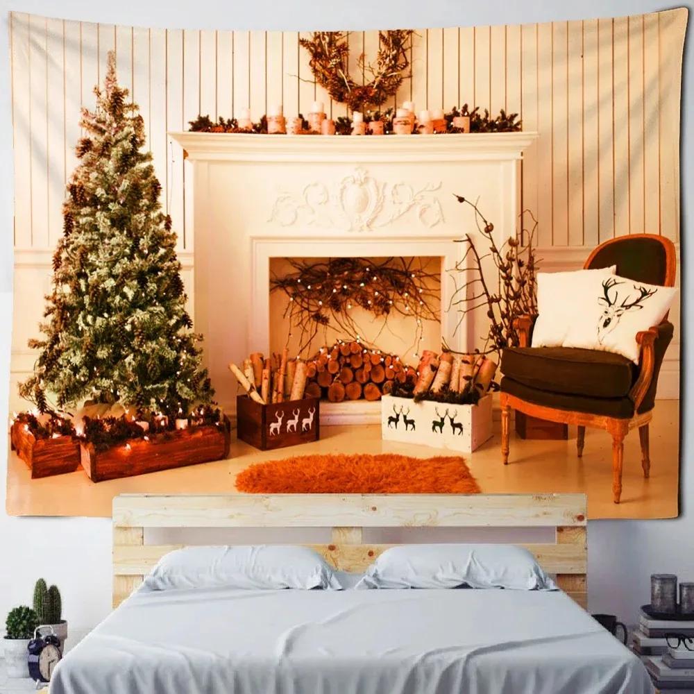 Christmas Theme Snowman Pattern Tapestry Living Room Sofa Home Decor Tapestry