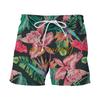Summer Men's 3D Banana Leaf Printed Shorts Beach Casual Loose Fit Straight Leg Beach Shorts