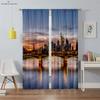 City Night View Building 3d Printing Curtains Living Room Study Bedroom Blackout Curtains High Quality Black Silk Material 2 Pcs