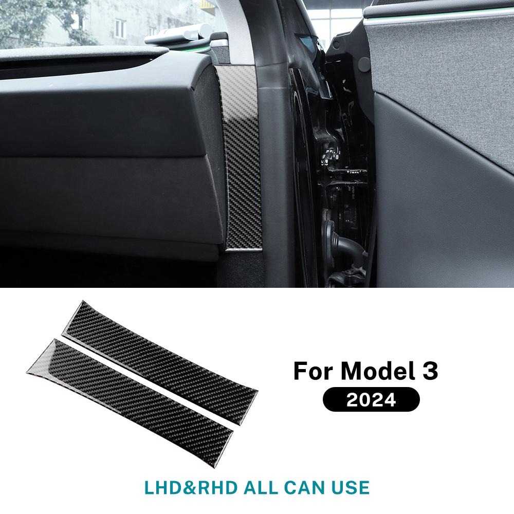 Real Soft Carbon Fiber Sticker For Tesla Model 3 Highland 2024 Car Instrument Both Sides Decor Interior Trim Accessories.