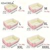 KEMORELA Square Plush Pet Bed for Winter, Pastoral Pet Sofa Bed Macaron-colored Plaid High Elasticity Thickened Comfort Warm