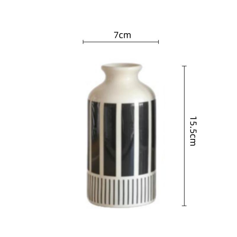 Striped Ceramic Vase Geometric Piano Pattern Floral Vase Ceramic Handicraft Floral Arrangement Accessory Home Decoration