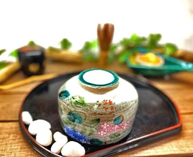 Kutani Calyx Hydrangea Pink Blue Undercoat Ceramic [Matcha Bowl] &