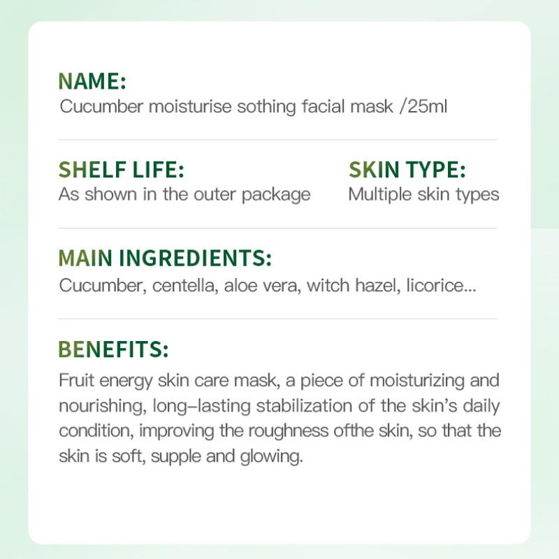 Cucumber Rejuvenation Mask SADOER Hydrating and Moisturizing Plant Fruit Mask