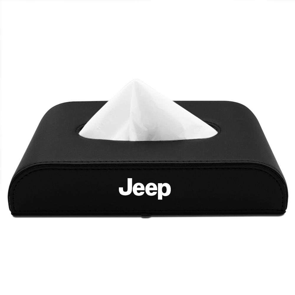 Car Badge Tissue Box Holder Leather Auto Interior Armrest Napkin Case Accessorie For Jeep Wrangler Compass Grand Cherokee JPB JK AKL1