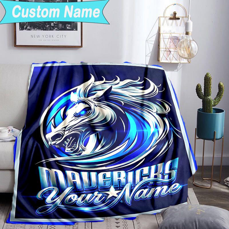Custom Name Blanket MAVERICKS BASKETBALL TEAM Blanket Bedding Blanket for Travel, Camping, Living Rooms, Offices, Sofas, Fan Christmas Gift