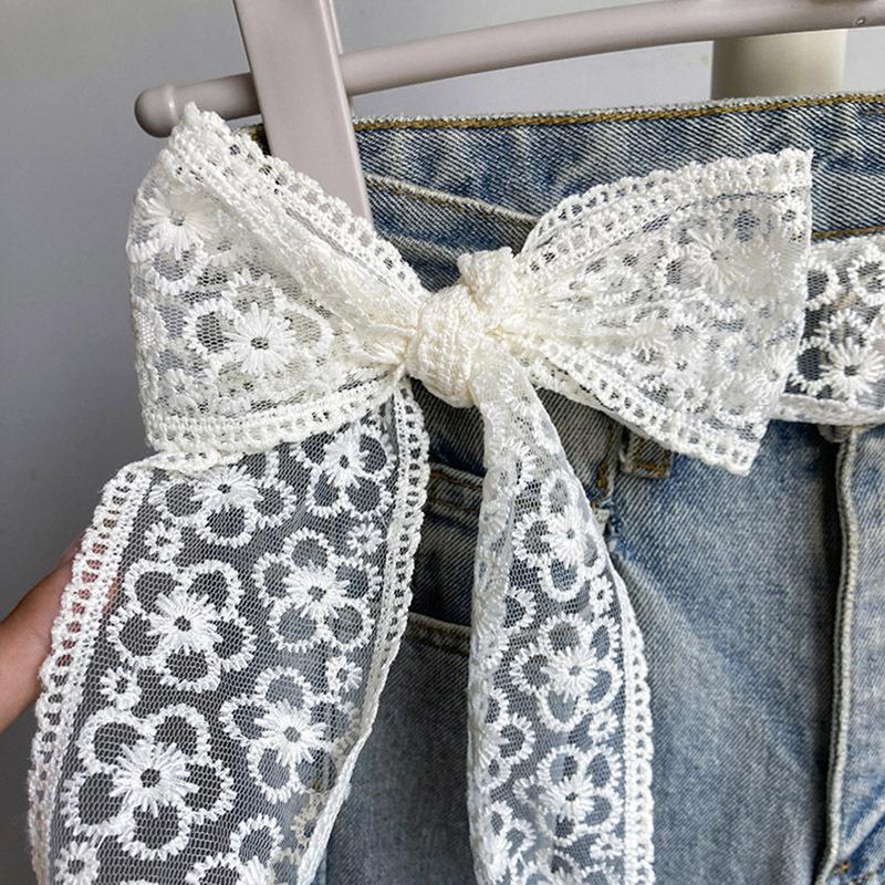 Sweet Decorative Lace Waist Belt Elegant Dress Jeans Waistband Accessories Bow Lace Belt For Women