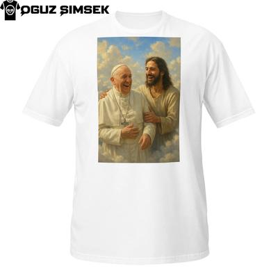 Jesus begrüßt Papst Franziskus im Himmel T-Shirt | Tributdesign für Glaube und Freude