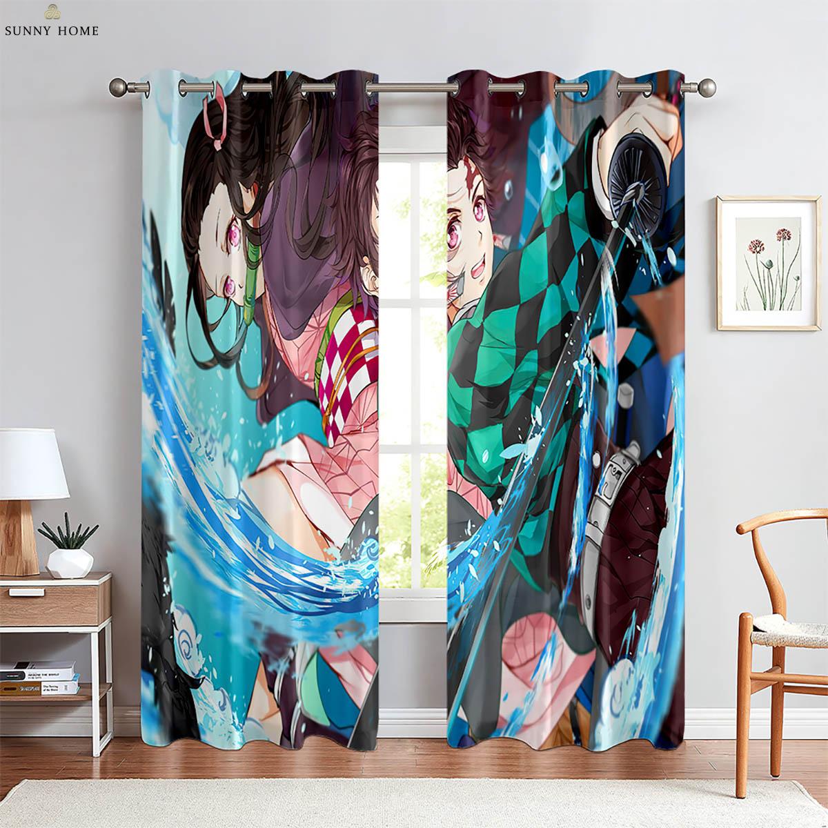 

Anime Cartoon Style Japanese Comic Print Printcurtains Ideal For Bedroom Space Living Space Dormitory Study Room Ornamentalcurtains W50xH140(CM)x2PCS&Grommet Top