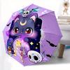1 Stück Mondgöttin Katze Vollautomatischer Faltbarer Tragbarer Regenschirm, 8 Eisenstreben, Dreifach faltbares Design, Geeignet für Alle Jahreszeiten, Geeignet für den Außenbereich.Z