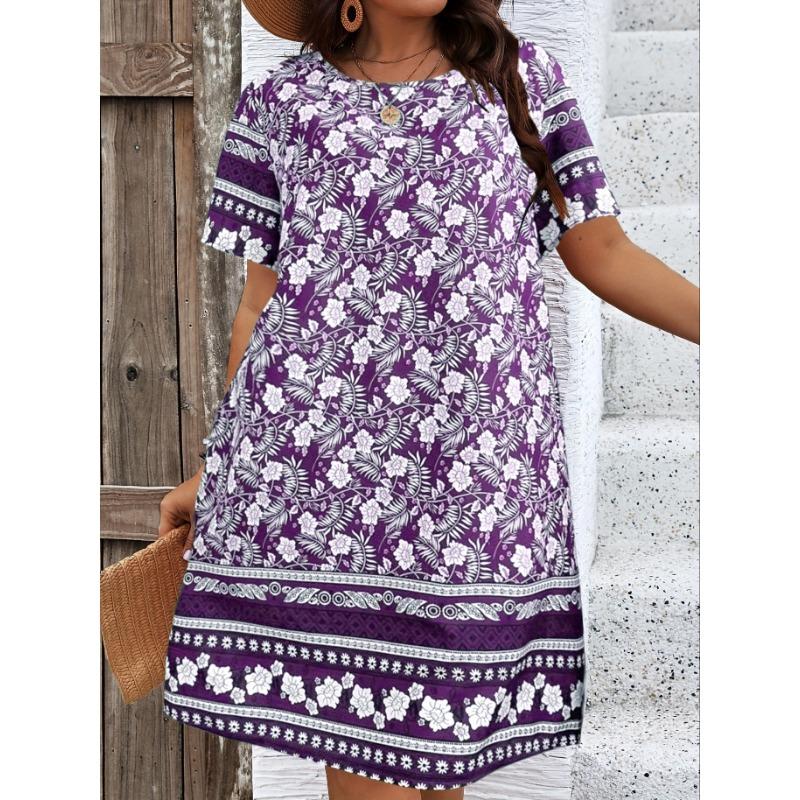 Vintage Flowers 3D Printed Dresses For Summer Women Casual O-Neck Short Sleeve Mini Dresses For Women Summer Robe