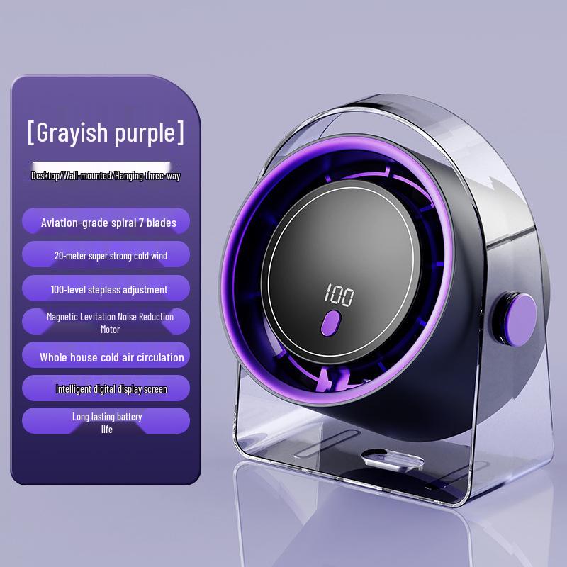 

100-Speed USB Rechargeable Wall-Mounted Desktop Fan with Digital Display Cross-border Bestseller