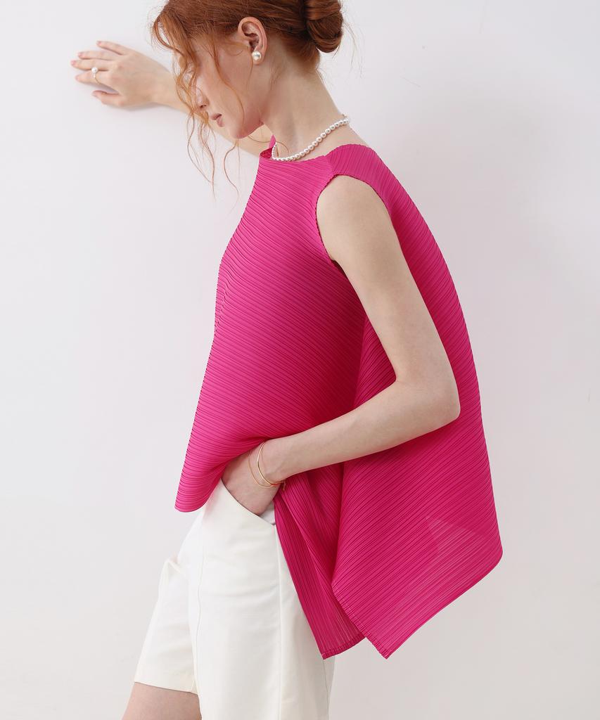 PLEATSMOOD Fine Flare Sleeveless Pleated Blouse
