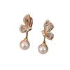 925 Silver Needle Geometric Butterfly Pearl Exquisite Wind Senior Sense Niche Versatile Earrings