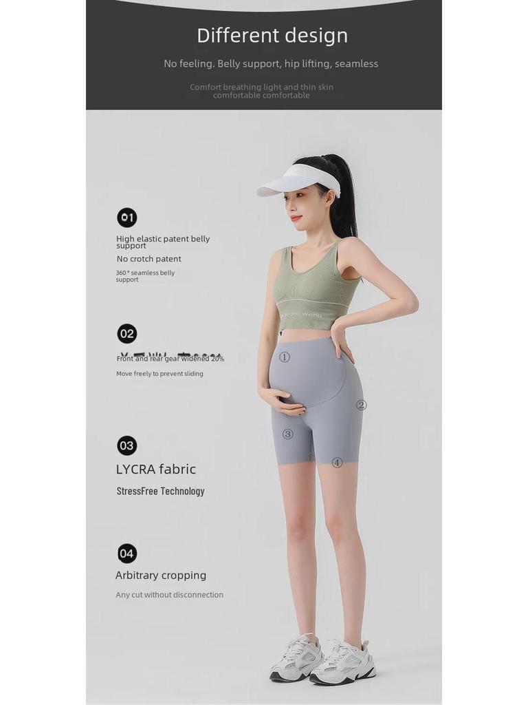 Maternity Belly Support Safety Yoga Shorts - Lightweight Summer 3/4 Length