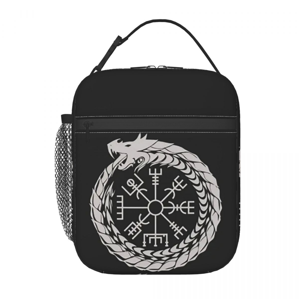 Viking Odin Valknut Runen Geïsoleerde Lunchtas voor Vrouwen Kinderen Draagbare Voedseldozen Thermische Lunchbox Tote One Size gray