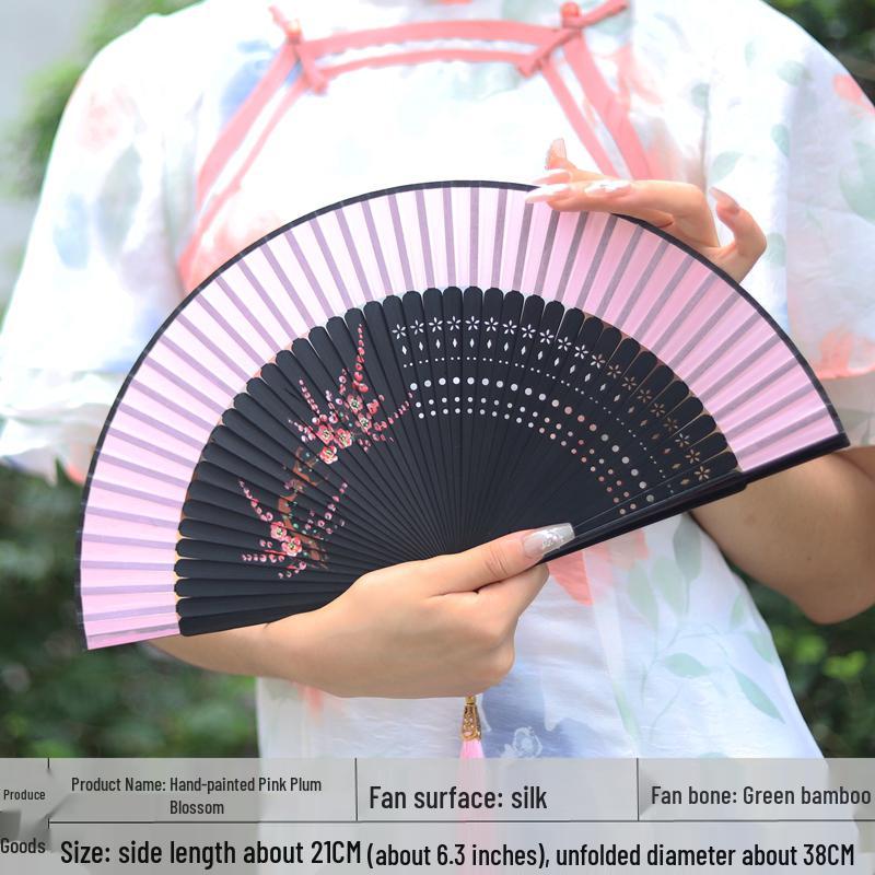 Red Ancient Style Chinese Folding Dance Fan - Easy To Open & Close, Perfect for Hanfu, Cheongsam, and Runway Shows