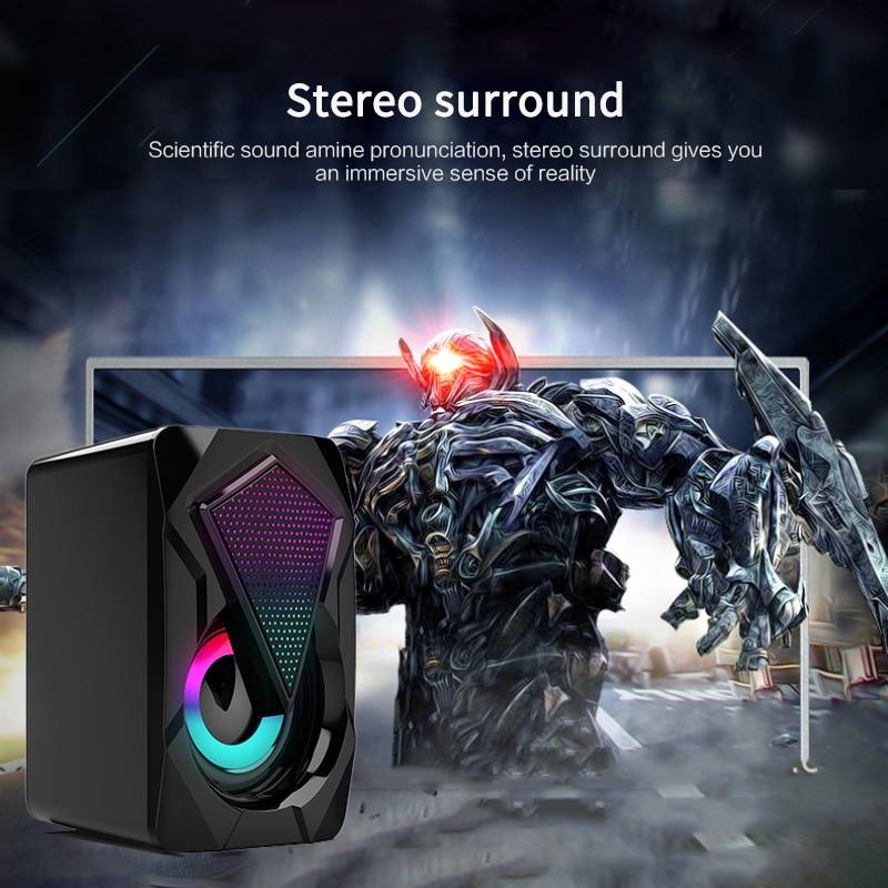 USB kabelové počítačové reproduktory basové stereo subwoofer barevné LED světlo notebook chytré telefony MP3