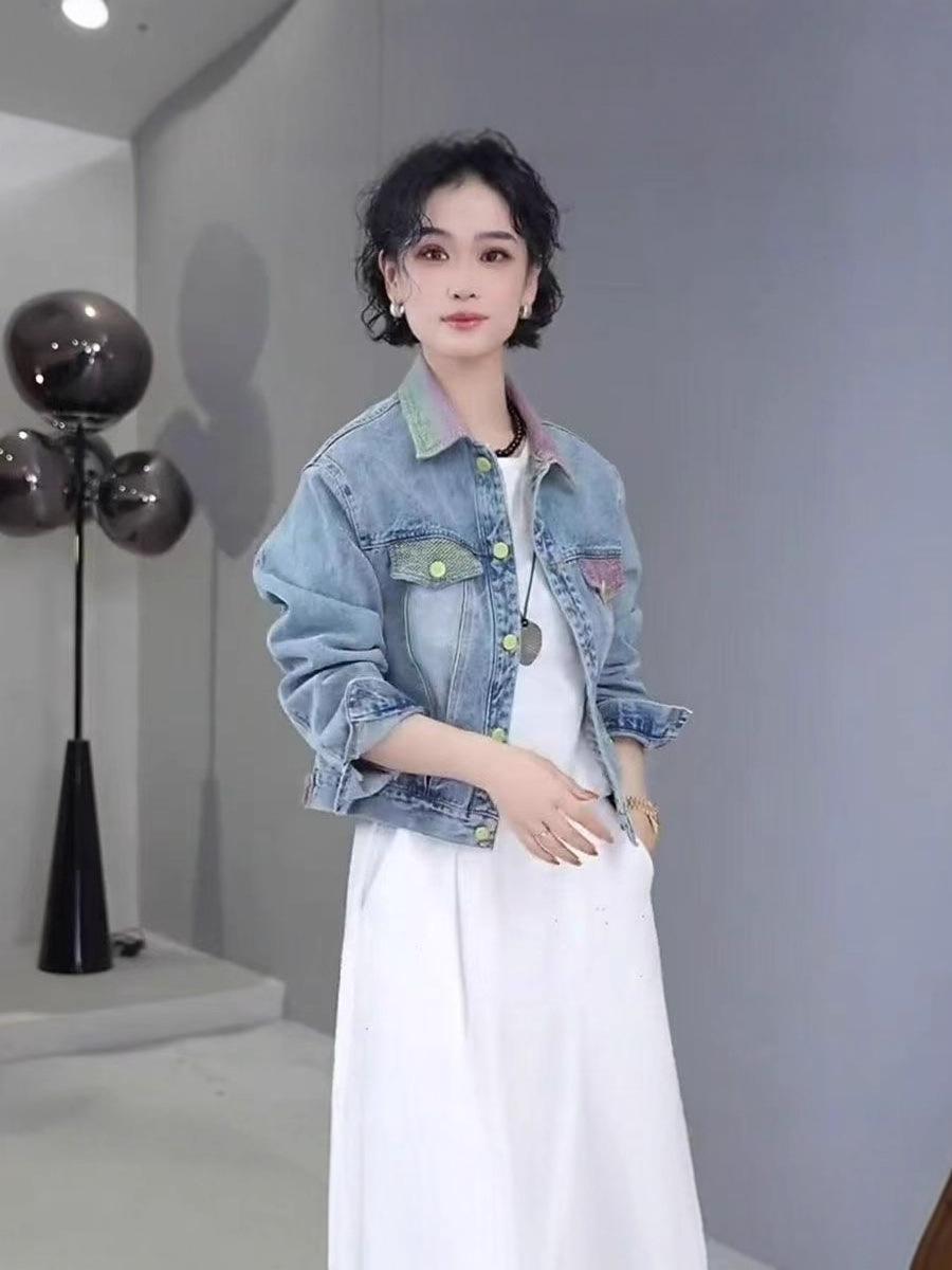 

Chic Retro Denim Jacket for Petite Women - 2025 Spring Collection 2XL