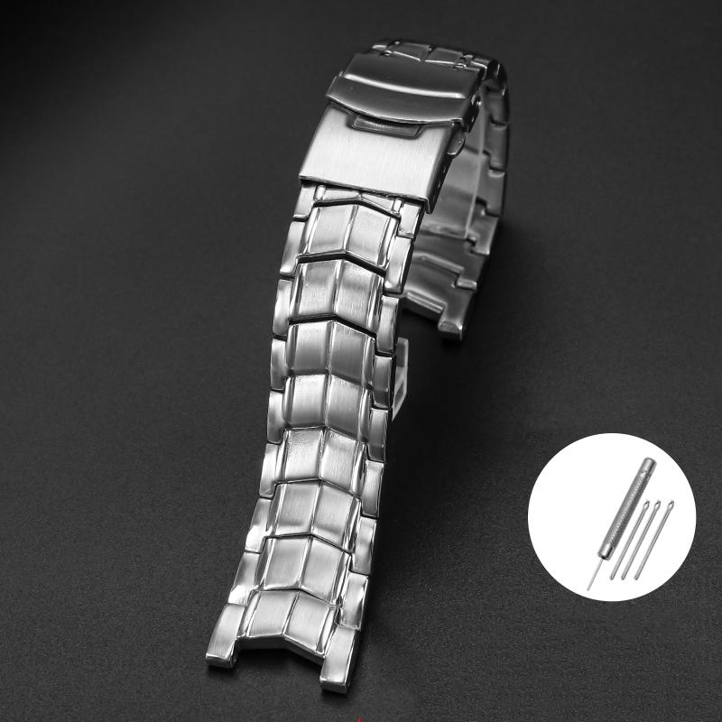 

Solid Stainless Steel Genuine Wristband For CASIO Edifice EF-524 Watch Strap Bracelet Men Watchband Silver EF524D Safety Clasp 22mm серебряный