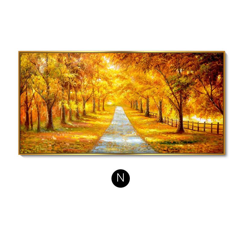 Neue Chinesische Goldene Meile Leinwand Malerei Wand Kunst Gelb Gold Baum Straße Poster Drucke für Wohnzimmer Schlafzimmer Dekoration Cuadros