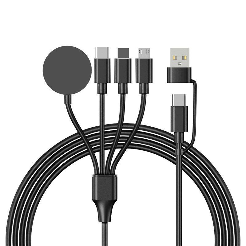 

4 в 1 USB Type C PD кабель для зарядки iPhone/Android Fast Watch Магнитное беспроводное зарядное устройство для Apple Watch IWatch 1-9 Ultra SE USB+TYPE-C чёрный