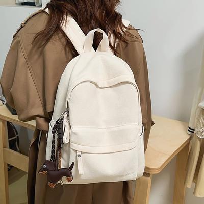 Vintage Rugzak in Effen Kleur Junior High School Schooltas Rugzak met Grote Capaciteit